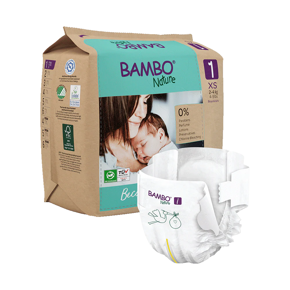 Bambo Nature Diapers size 1(XS), Tape Style (2-4 kg / 4-9 lbs), 22 pcs