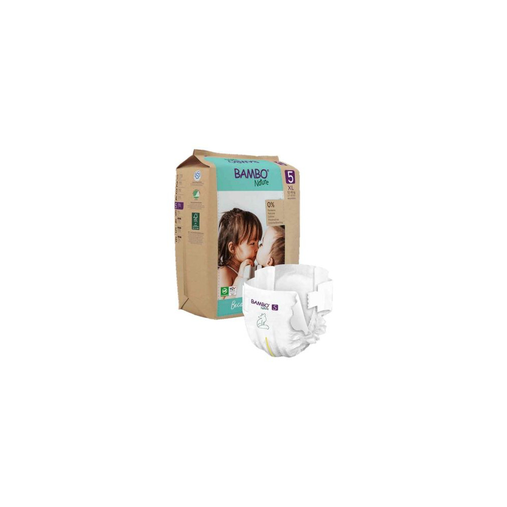 Bambo Nature Diapers size 5(XL), Tape Style (12-18 kg / 27-40 lbs), 22 pcs